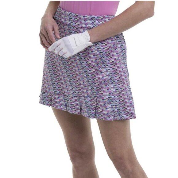 EPNY New Women's Printed Multi Color Pleated Hem Active Skort Skirt - Picture 1 of 15